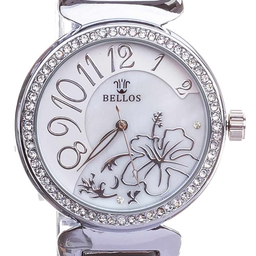 Дамски часовник  Bellos Сребристо-бял с метална каишка, 2 - Kalapod.bg